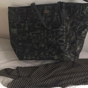 Alexander McQueen canvas graffiti tote, black